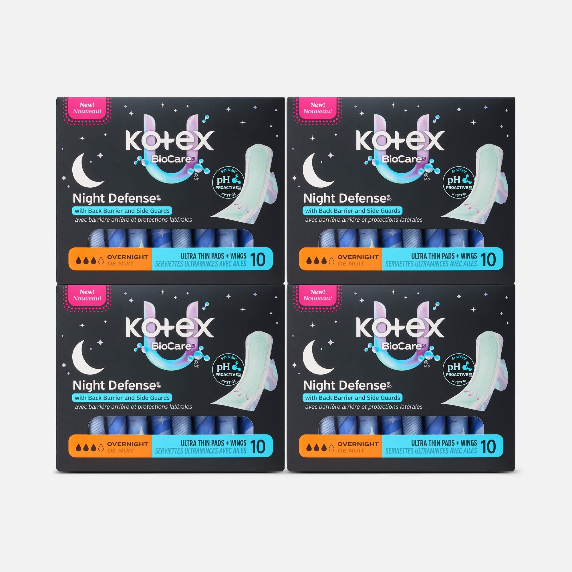 Kotex® BioCare™ Ultra Thin Overnight Pads With Wings, Heavy Absorbency, 10 ct.  (4 pack)