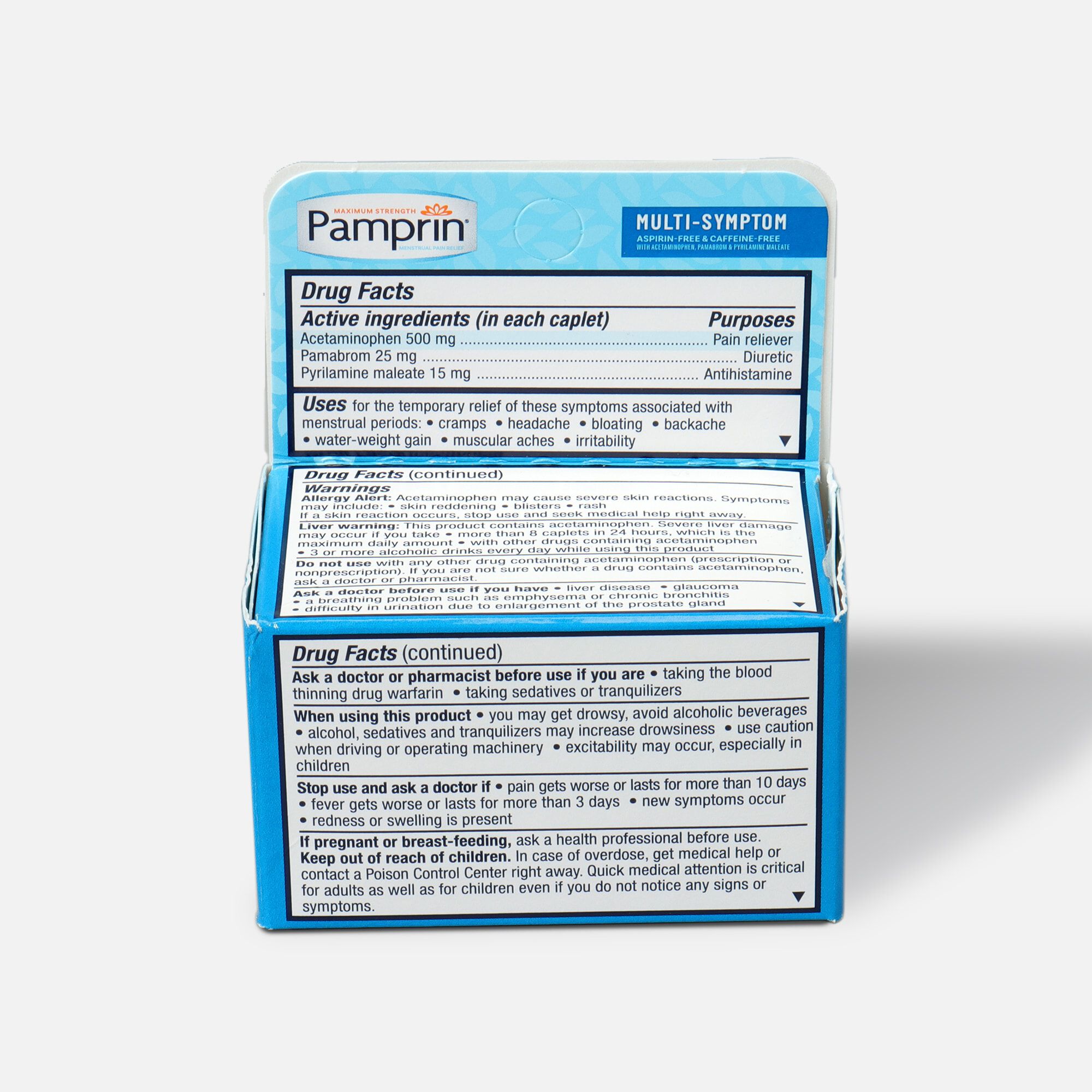 Pamprin Maximum Strength Multi-Symptom Menstrual Pain Relief, 20 ct., , large