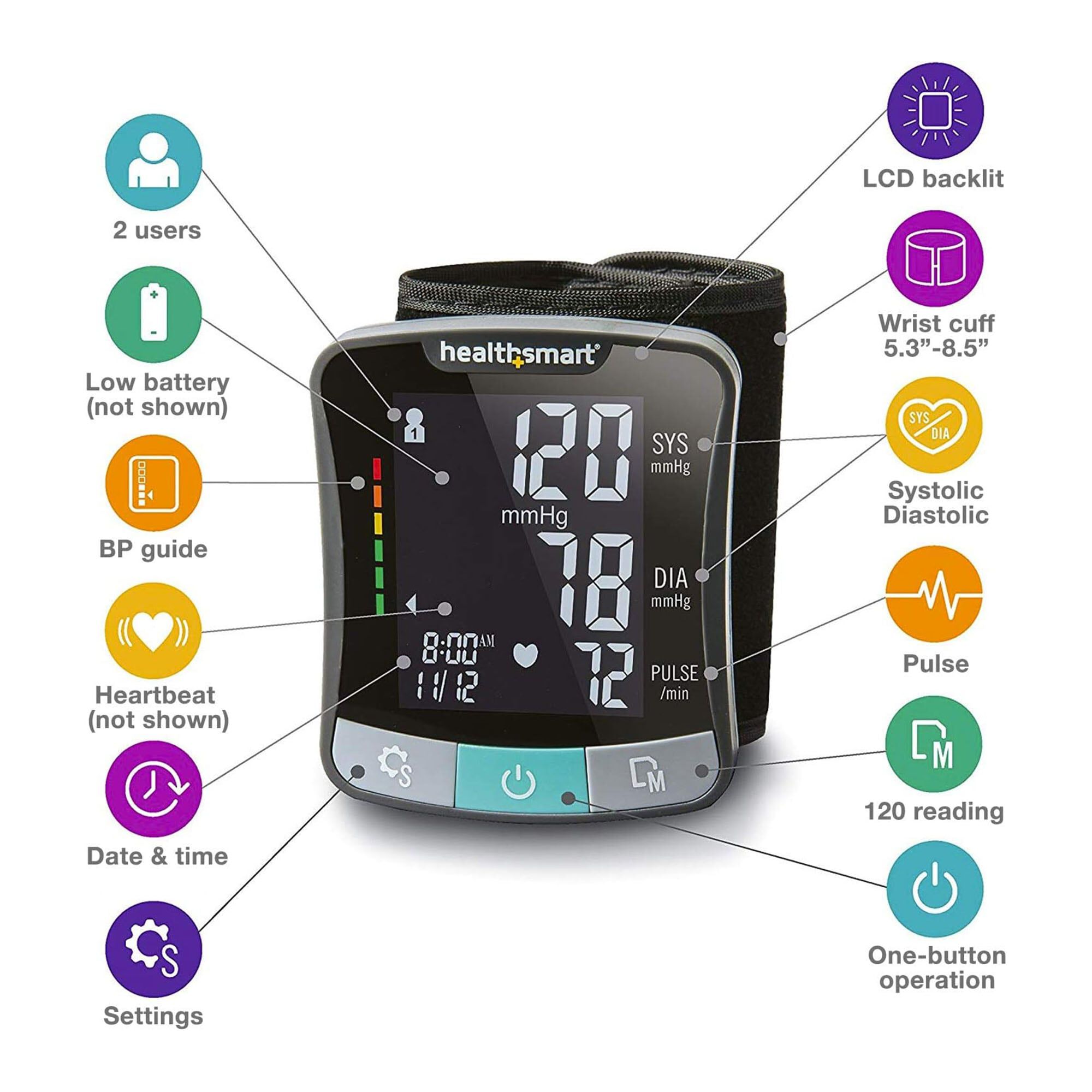 HealthSmart Premium Wrist Digital Blood Pressure Monitor, , large