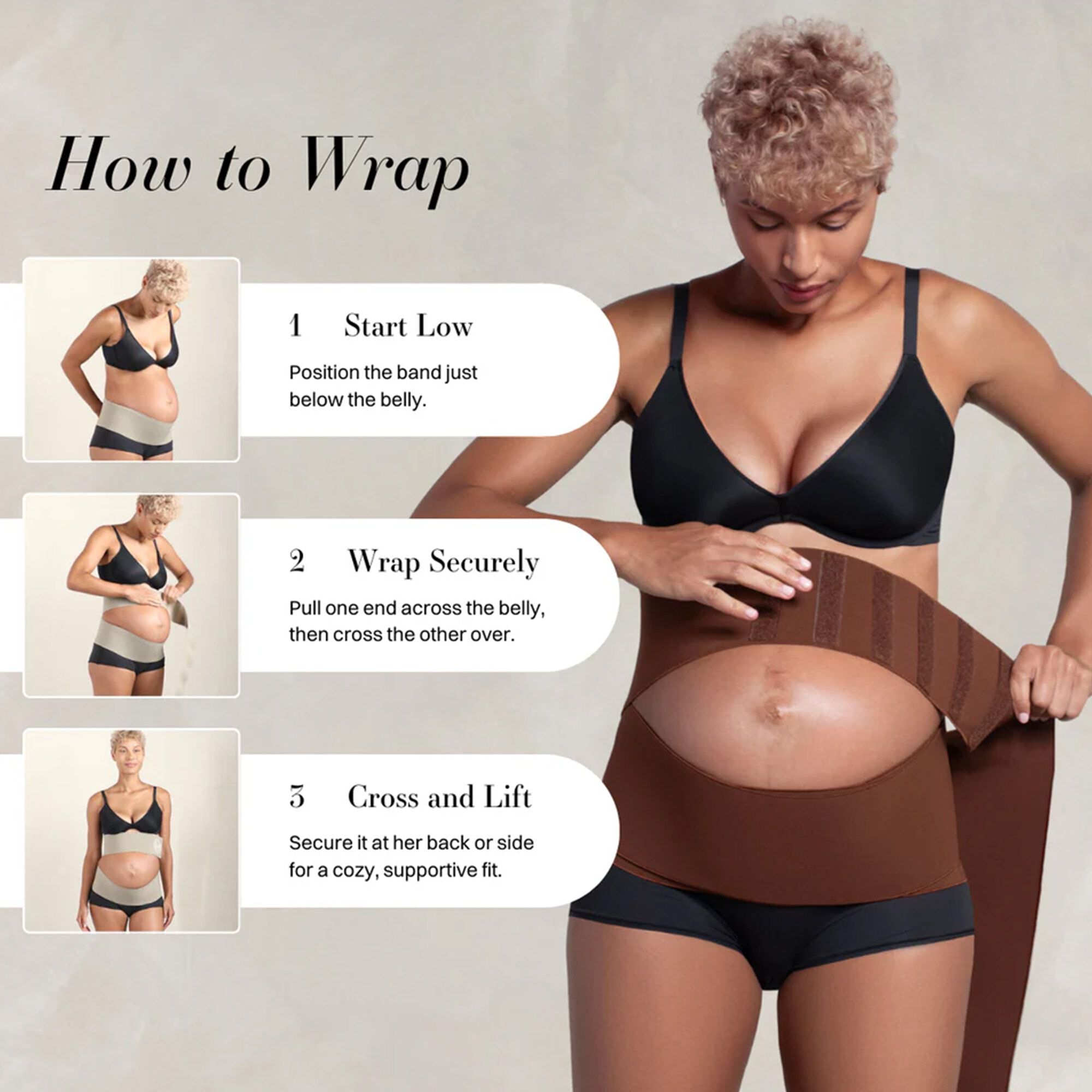 What Waist Maternity Wrap Band, Black, , large