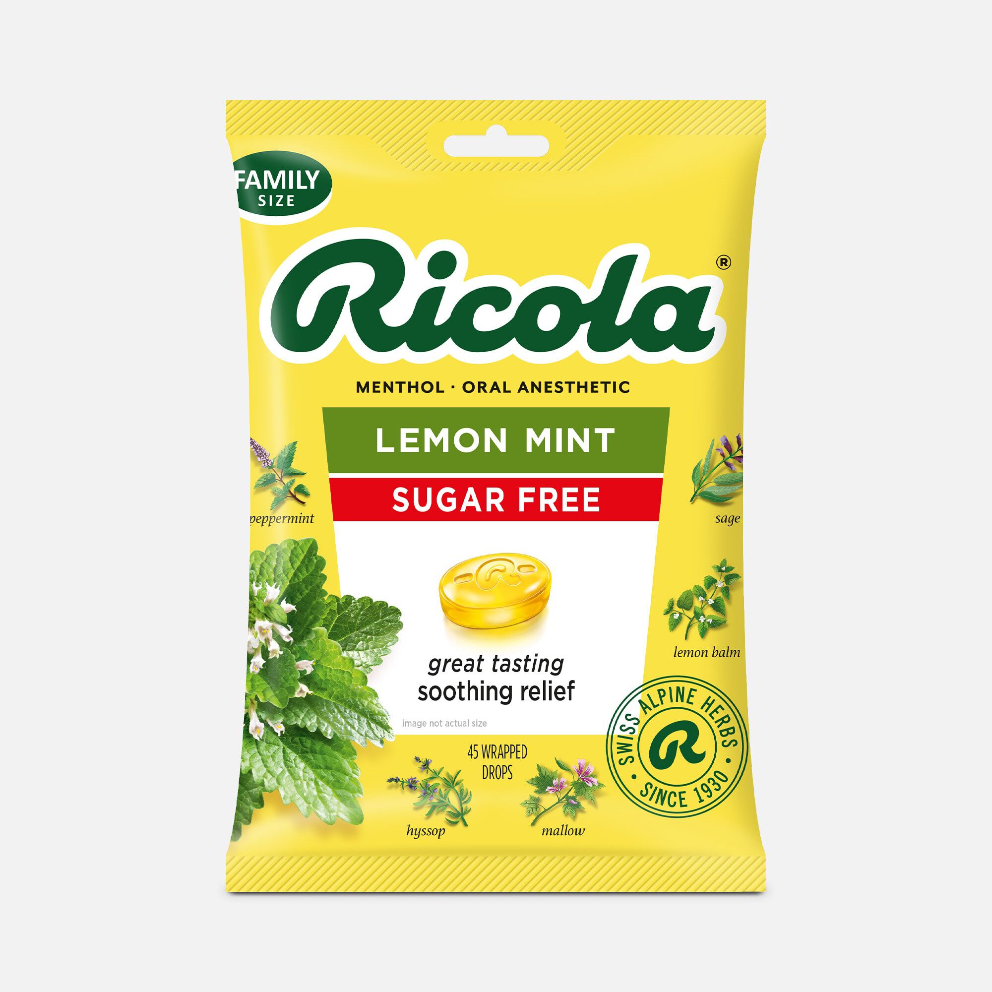 Ricola Sugar Free Lemon Mint Throat Drops, 45 ct., , large