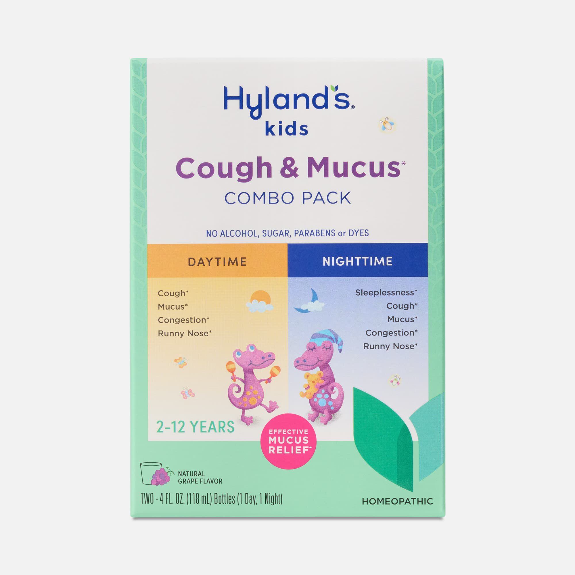 Hyland's Kids Cough & Mucus Daytime & Nighttime Combo Pack, Grape, 2 x 4 oz.