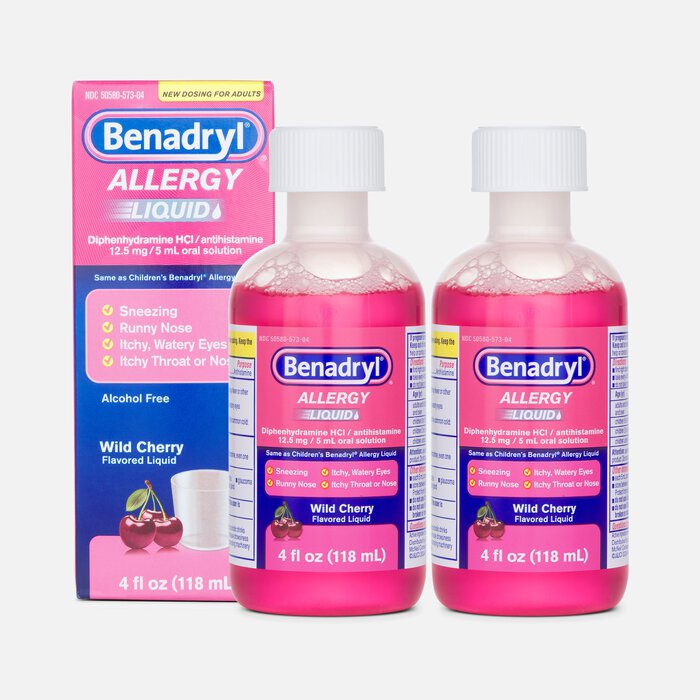 Benadryl Allergy Relief Oral Solution, Wild Cherry, 4 fl oz. (2-Pack), , large