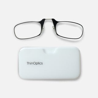ThinOPTICS Reading Glasses on your Phone, Black Glasses, White Universal Pod Case, , large