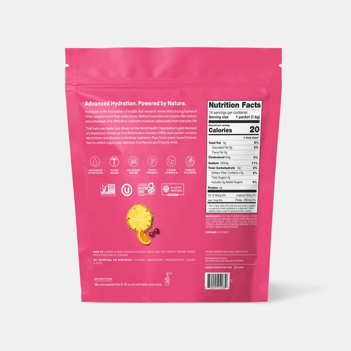 Cure Hydrating Electrolyte Drink Mix Pouches, Tropical Punch, 14 ct., , large