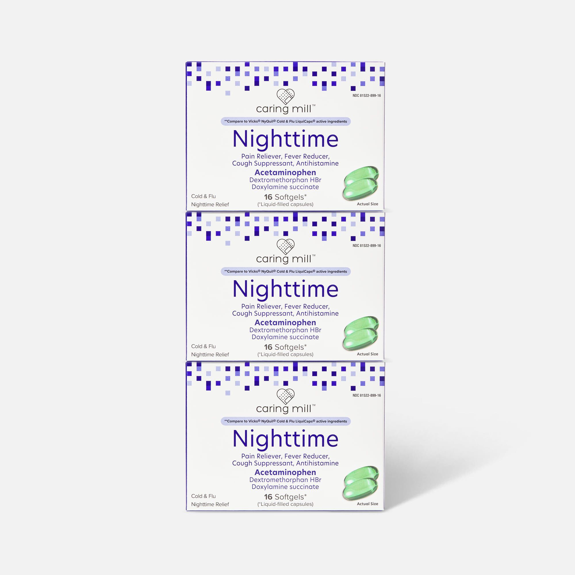 Caring Mill™ Nighttime Cold & Flu Relief Soft Gels, 16 ct. (3-Pack), , large