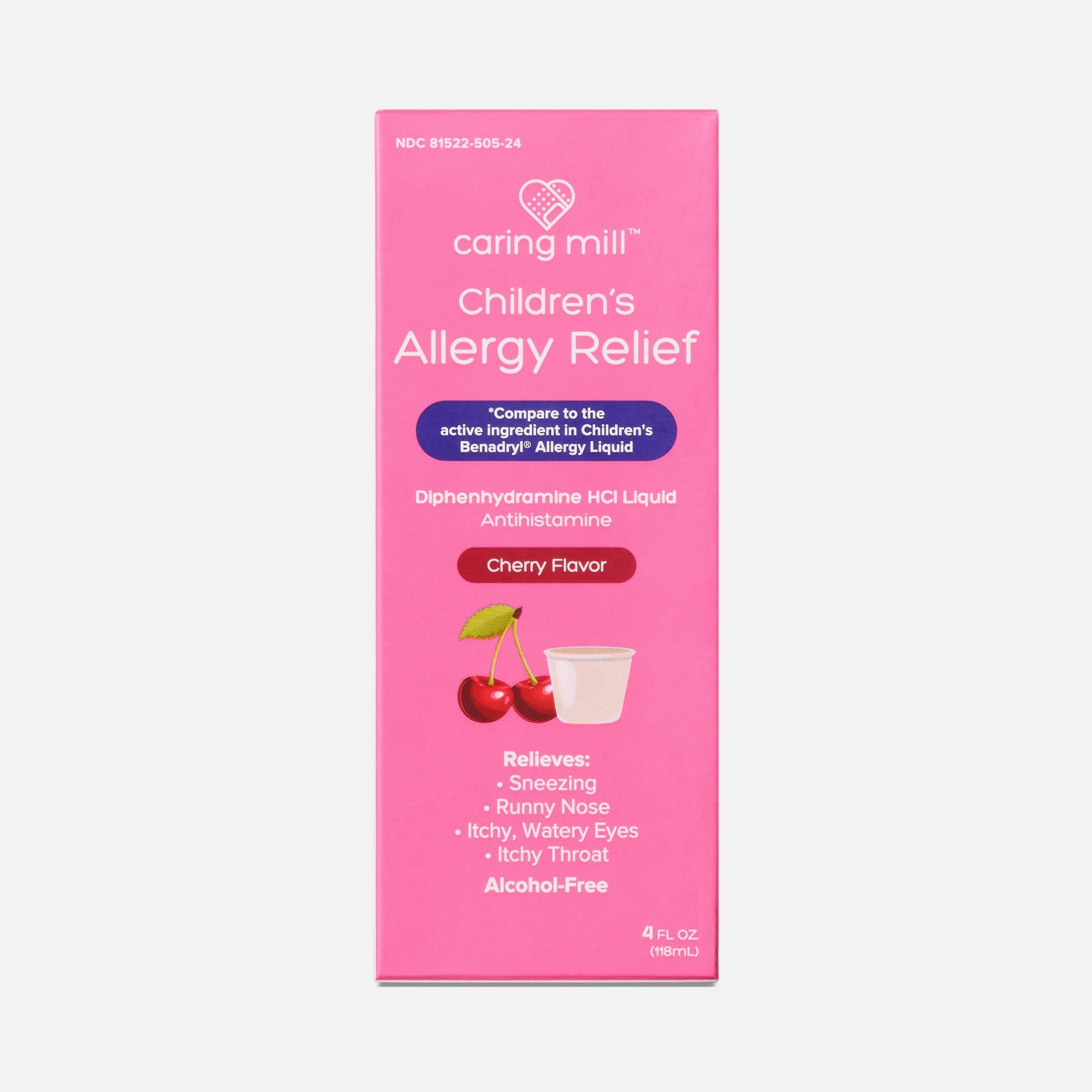 Caring Mill™ Children's Allergy Dye-Free Cherry Liquid, 4 oz.