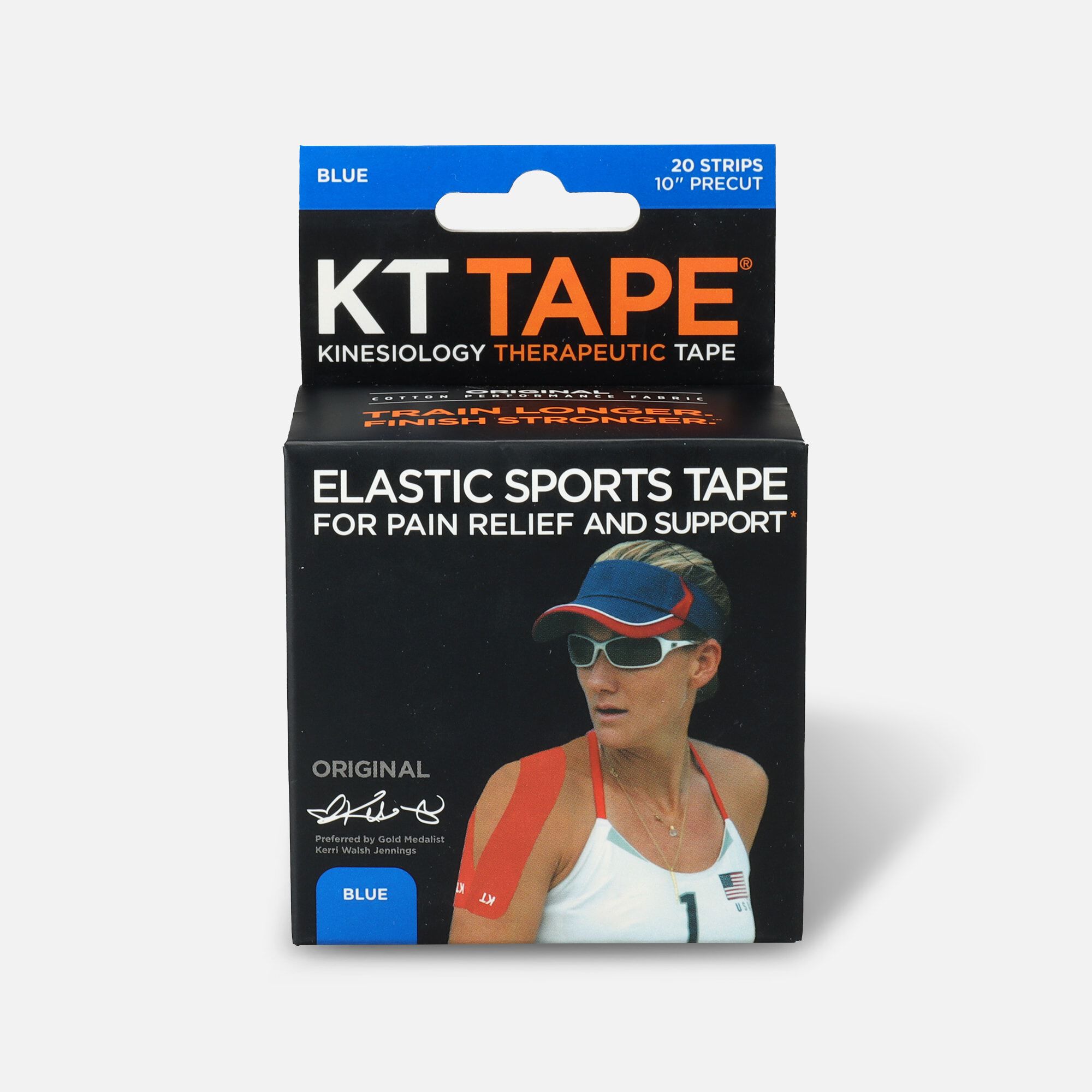 KT TAPE Original, Pre-cut, 20 Strip, Cotton, Blue