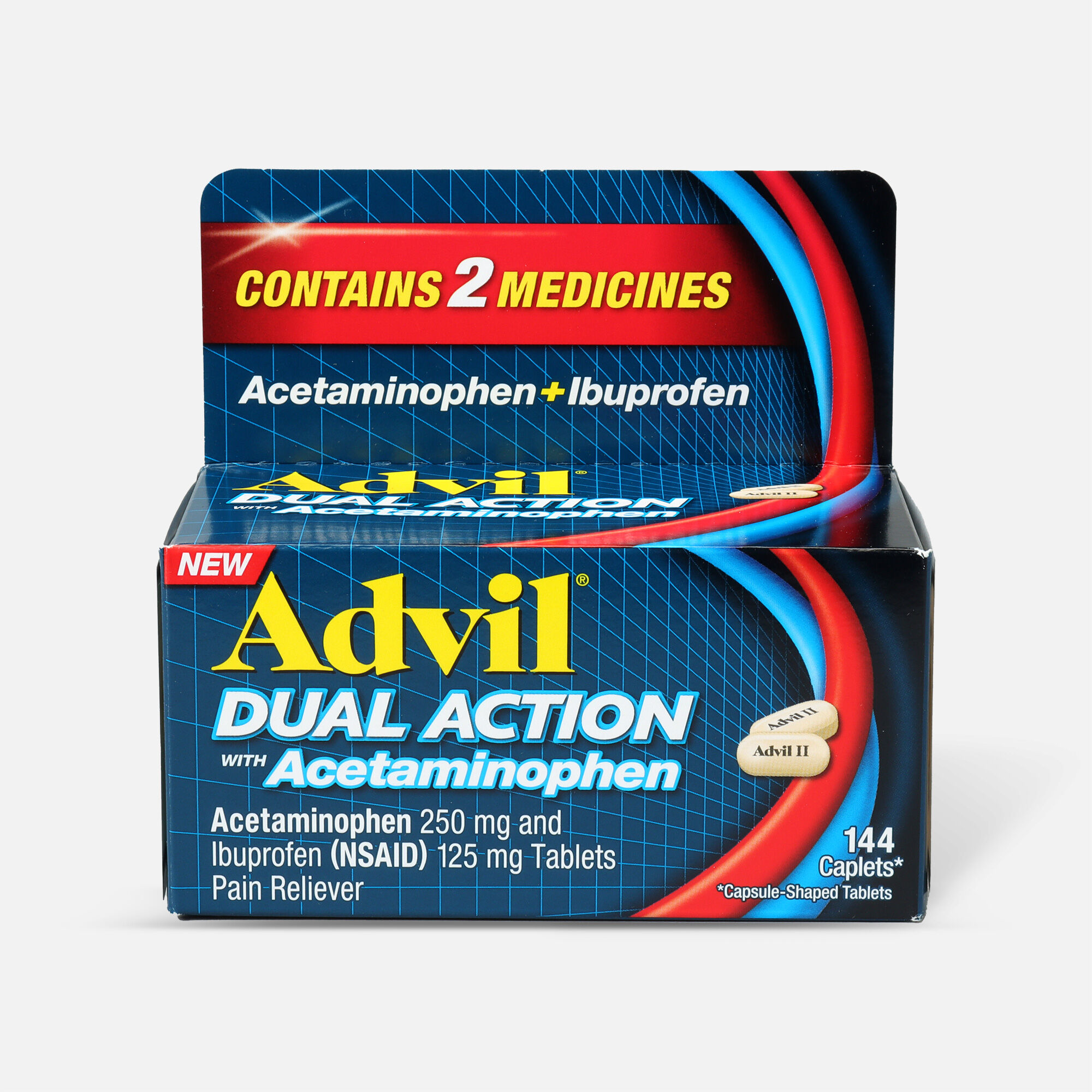 Advil Dual Action Coated Tablets, Acetaminophen + Ibuprofen, , large