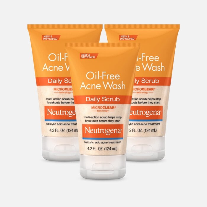 Neutrogena Oil-Free Acne Daily Face Scrub, 4.2 oz. (3-Pack), , large