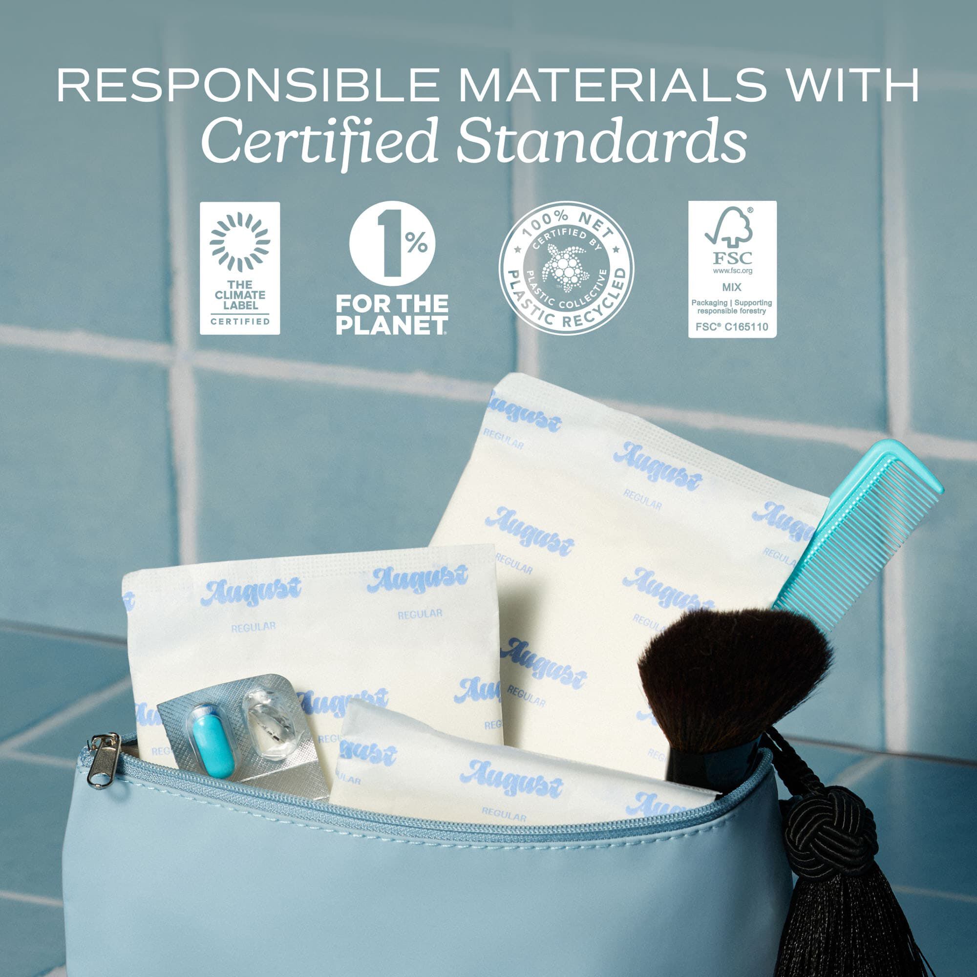 August Organic Cotton Regular & Super Pads, 16 ct. Combo, , large