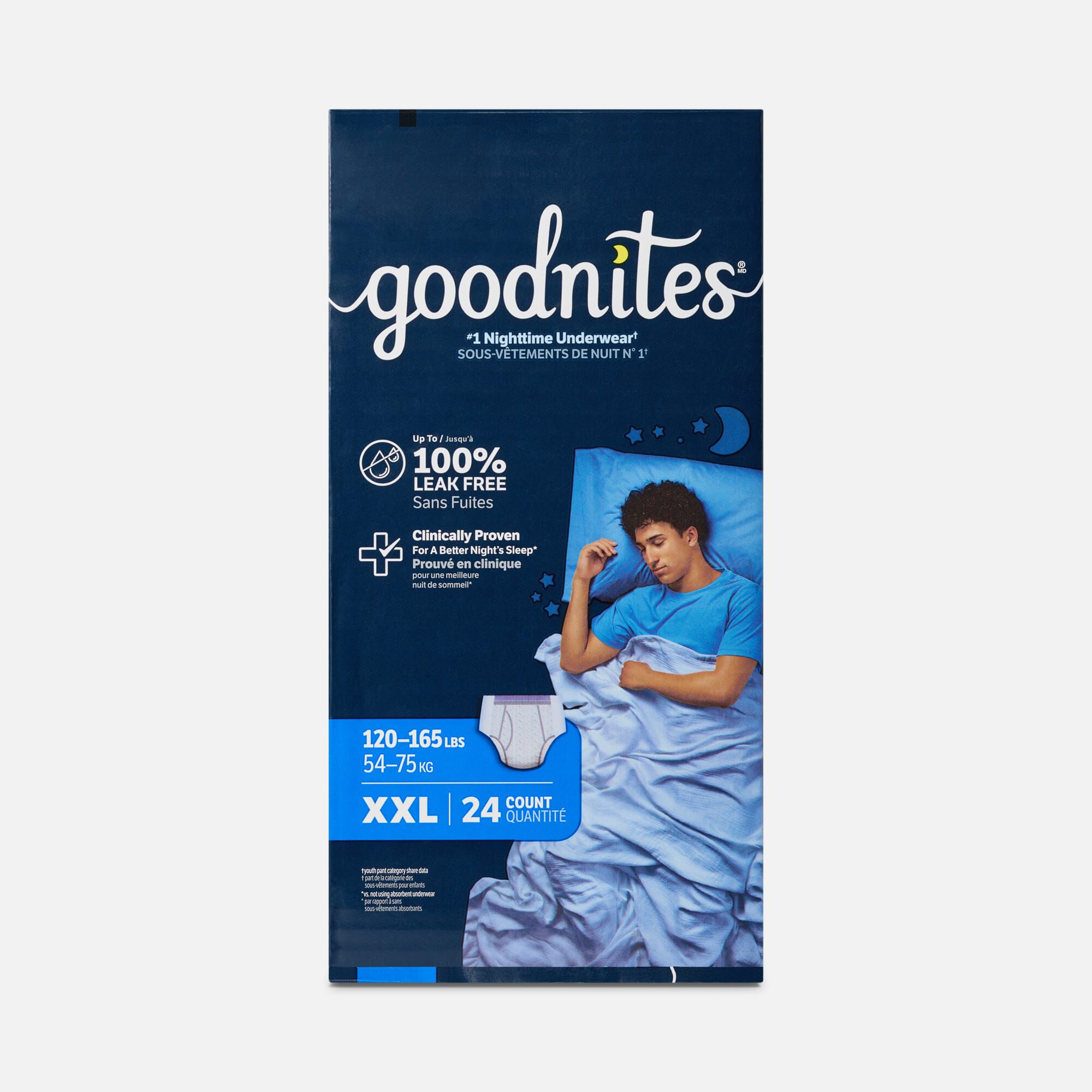 Goodnites® Boys’ Nighttime Bedwetting Underwear, XXL (120-165 lbs.), 24 ct.