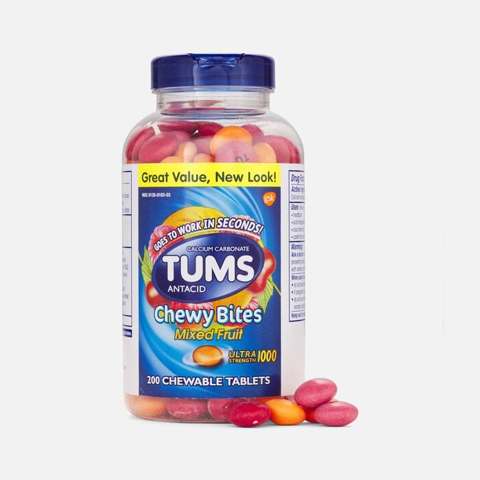TUMS Chewy Bites Ultra Strength Antacid Chewable Tablets, Mixed Fruit, 200 ct., , large