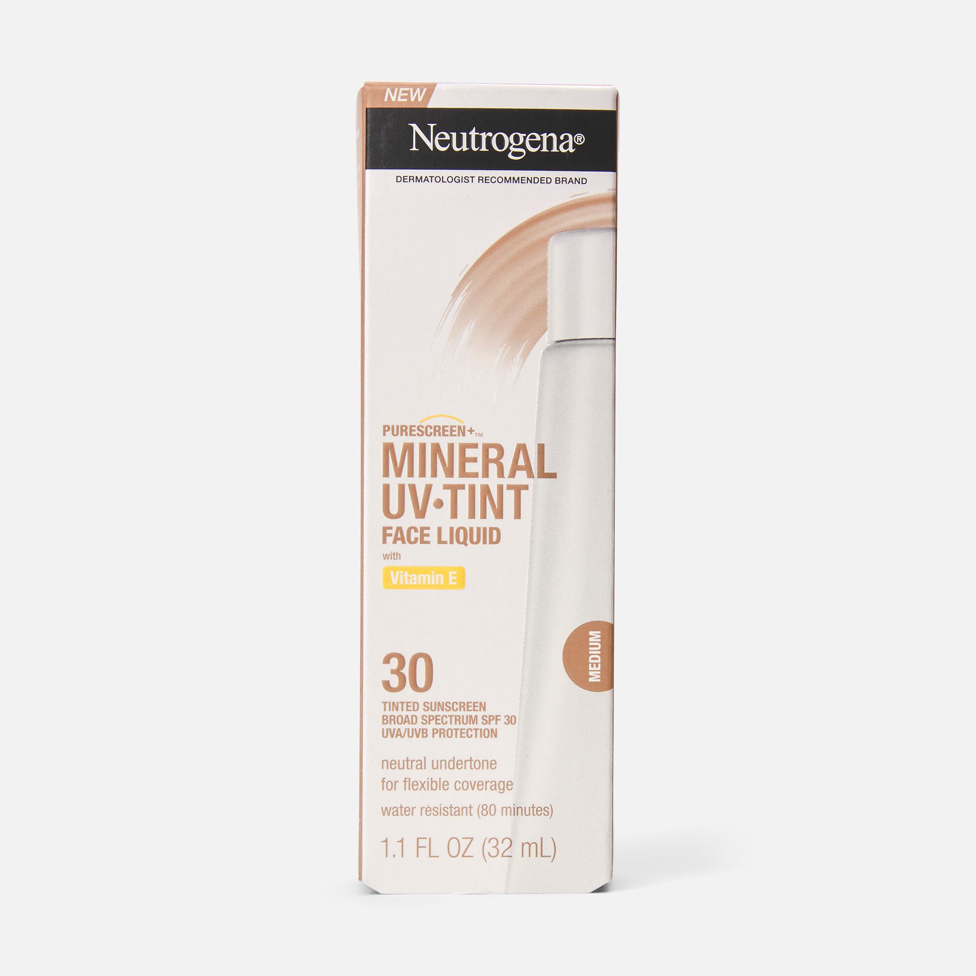 Neutrogena UV TINT Mineral Lotion, SPF 30 Medium, 1.1 oz ., Medium, large