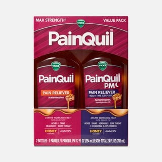 Vicks® PainQuil™ Acetaminophen Pain Relief Liquid Day & Night Combo Pack, Honey Flavored. 12 fl. oz., , large