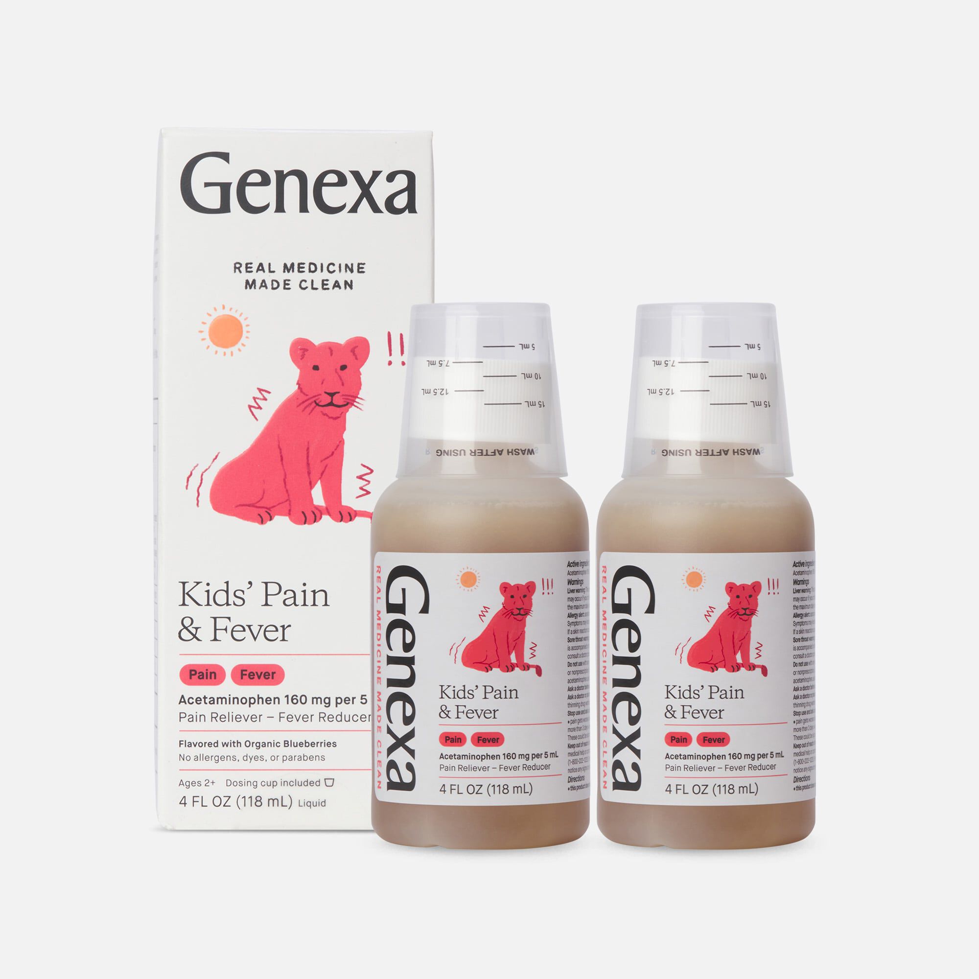 Genexa Kid's Pain & Fever Acetaminophen Oral Suspension, 4 oz. (2-Pack), , large