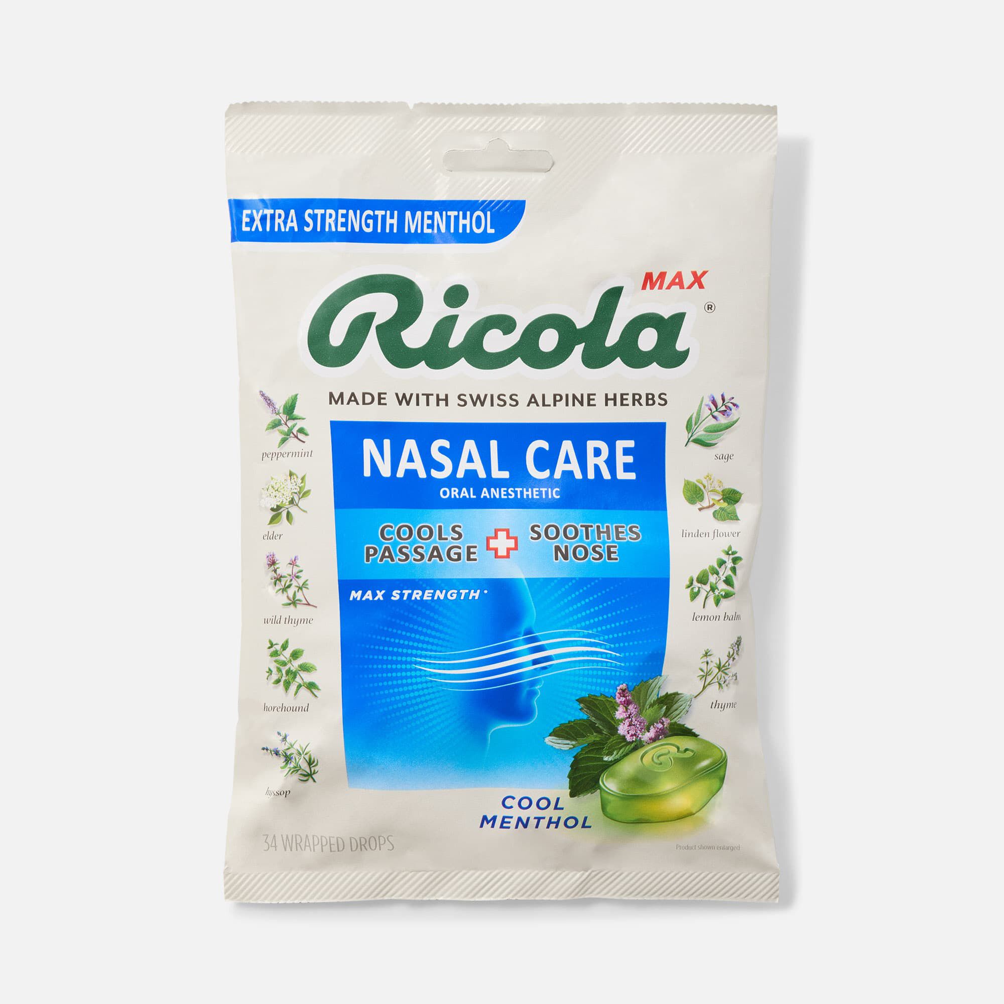 Ricola® MAX Nasal Care Throat Drops, Cool Menthol, 34 ct.