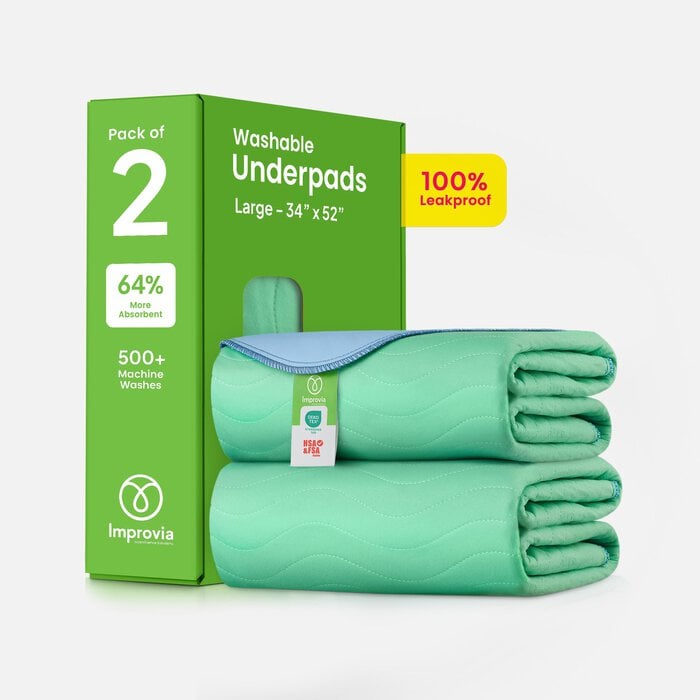 Improvia Washable Underpads, Heavy Absorbency, Reusable Incontinence Pads for Bed, Sofa, Floor, , large