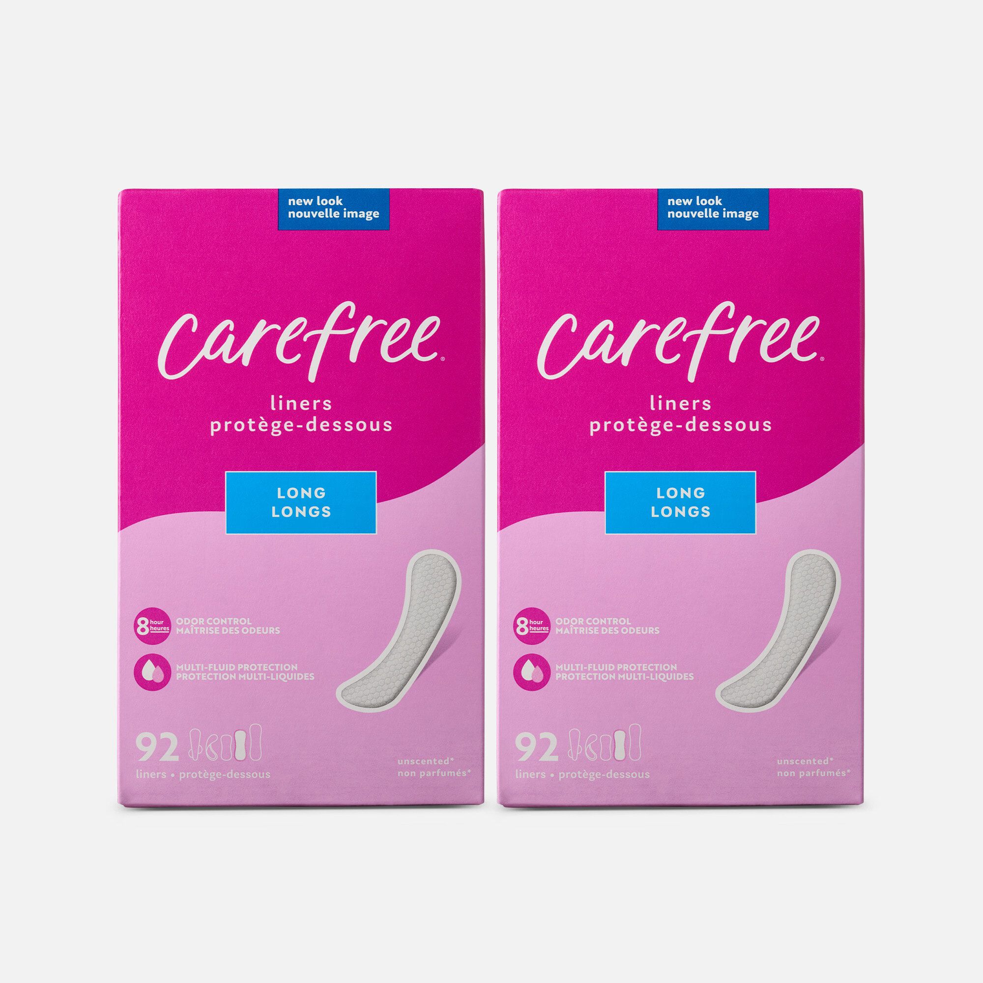 Carefree Acti-Fresh Long Pantiliners, Unscented, 92 ct. (2-Pack), , large
