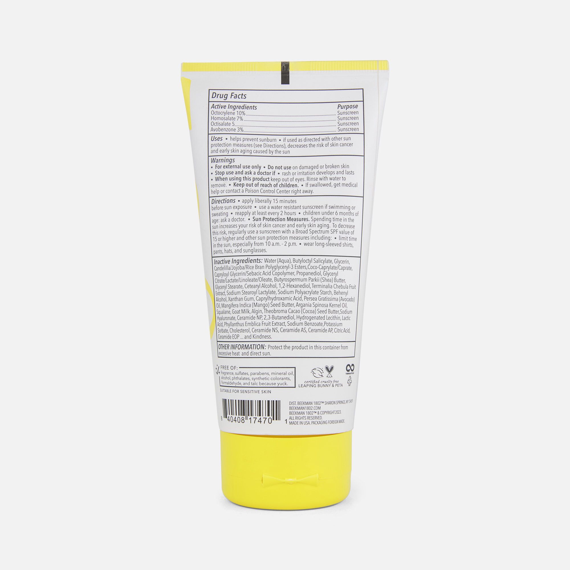 Beekman 1802 Hello Sunshine  SPF 50 PA++++ Broad Spectrum Sunscreen for  Face & Body, 5 fl oz., , large