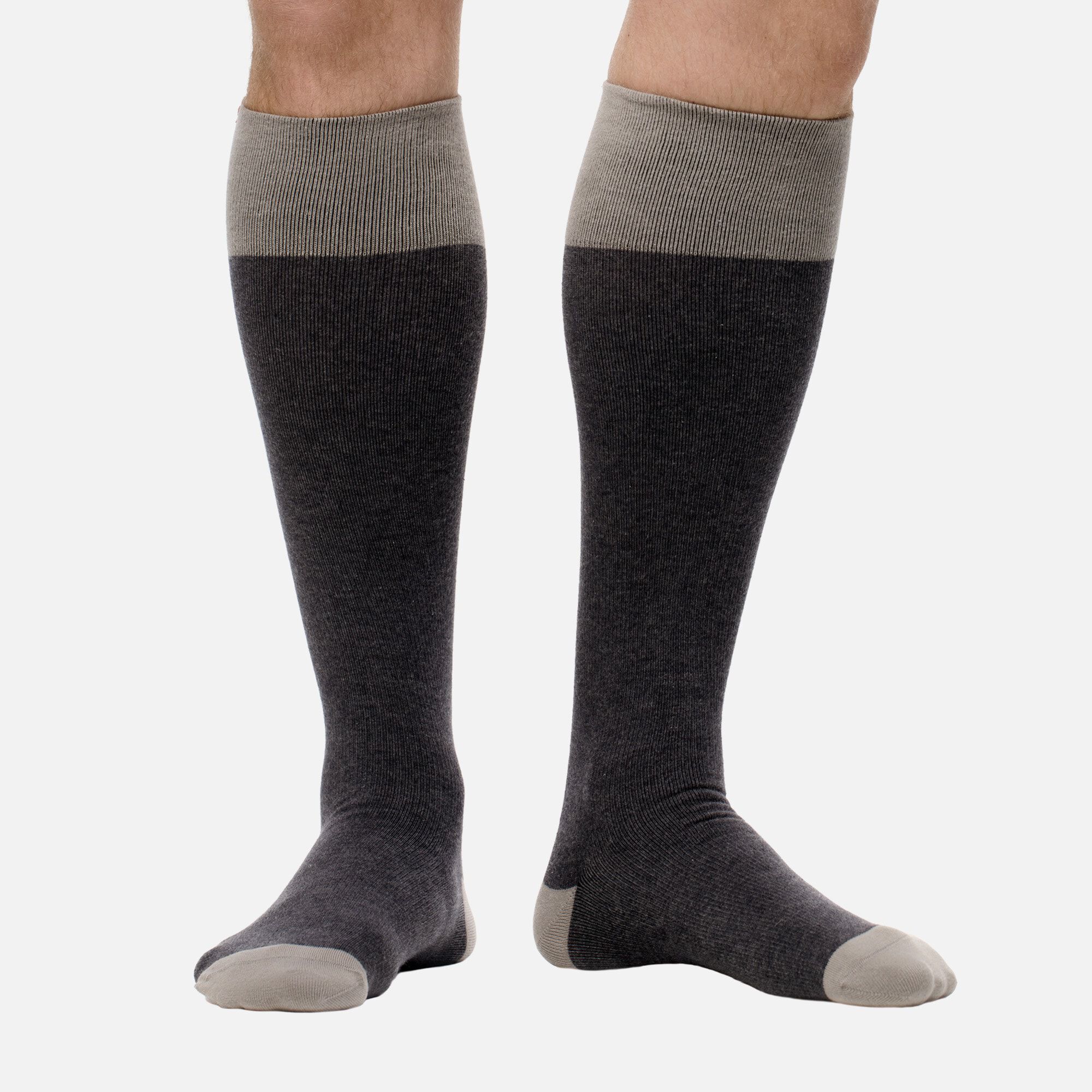 VIM & VIGR Heathered Collection Cotton Compression Socks, Dark and Light Grey, Wide Calf M/L, 30-40 mmHg
