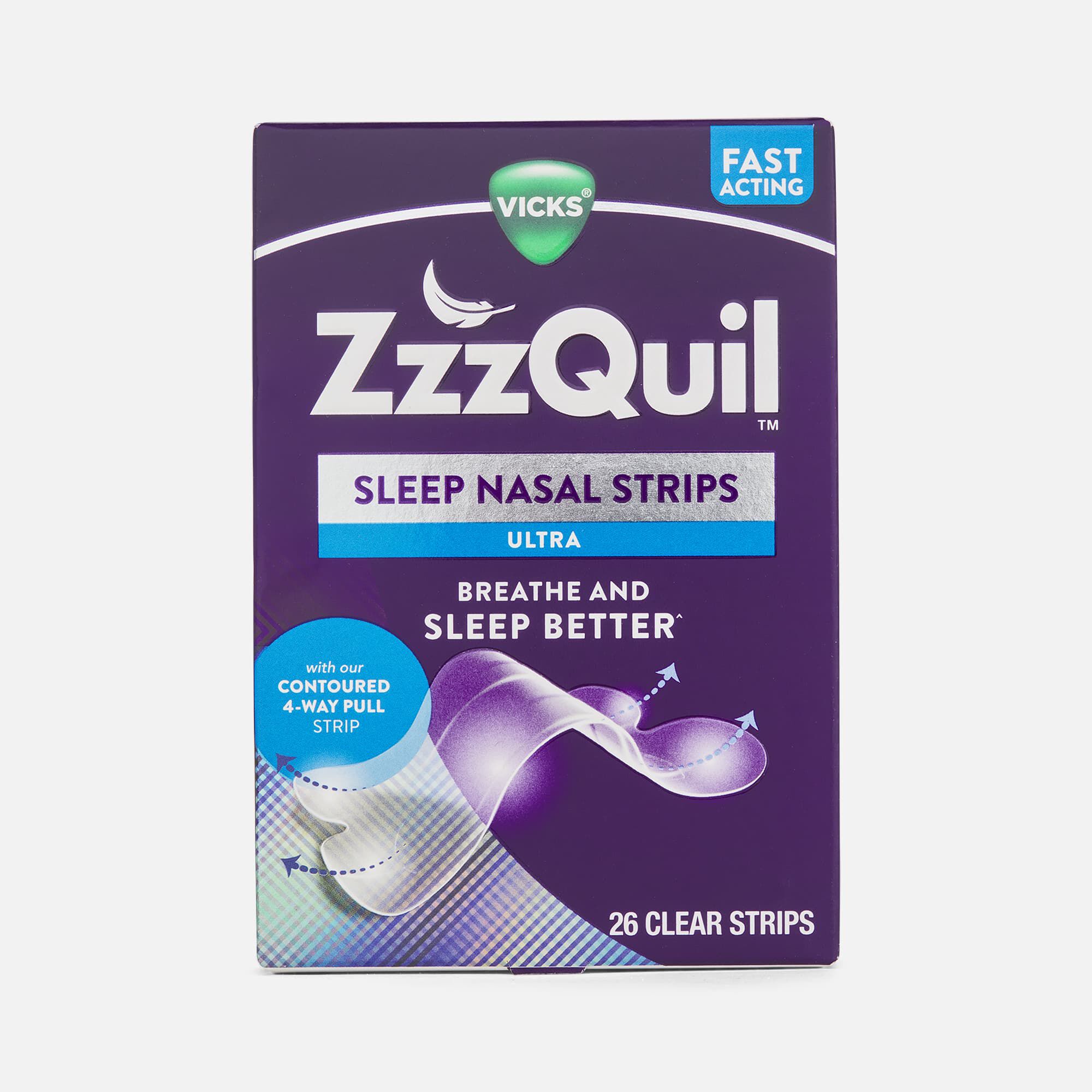 Vicks ZzzQuil Sleep Ultra Nasal Strips, Clear, 26 ct., Clear, large