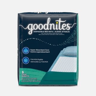 Goodnites Disposable Non-Slip Bed Mats for Bedwetting, 2.4 x 2.8 ft, 9 ct., , large