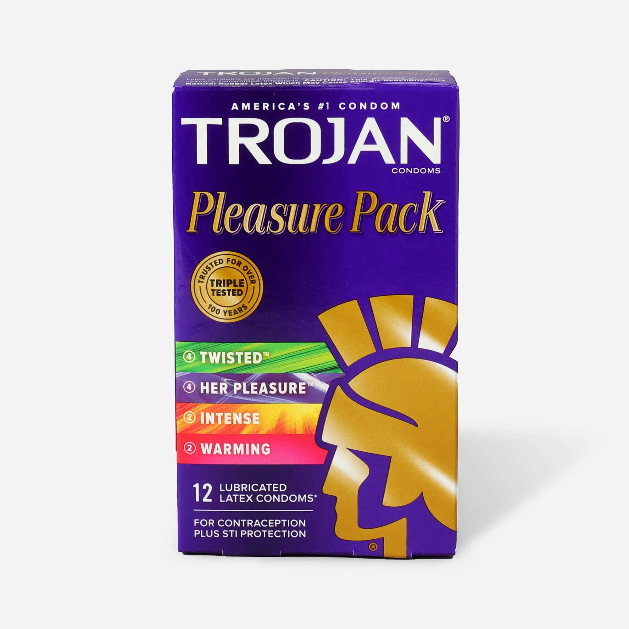 Trojan Lubricated Latex Condoms, Pleasure Pack, 12 ct., , large