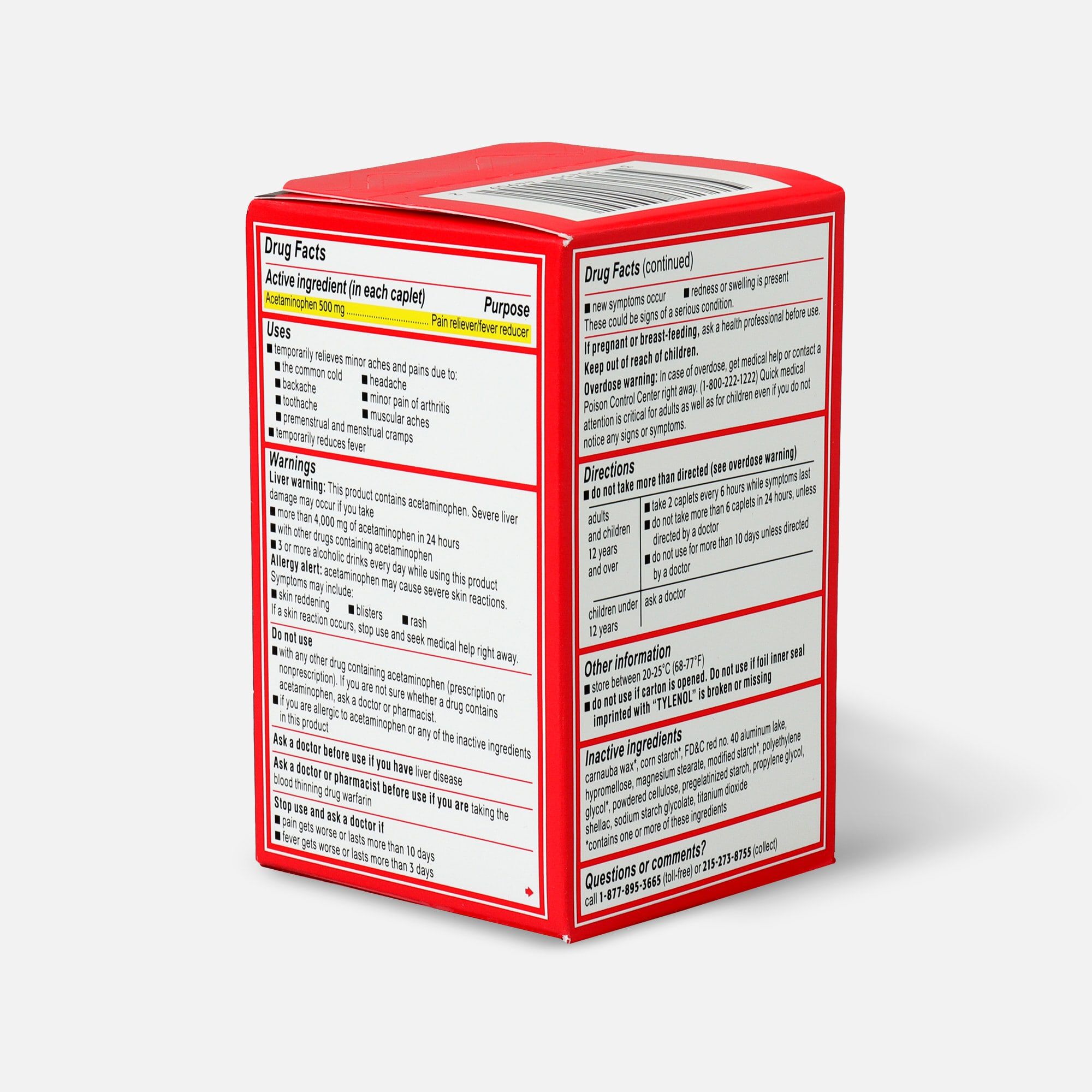 Tylenol Extra Strength Caplets, Fever Reducer and Pain Reliever, 500 mg, 100 ct., , large