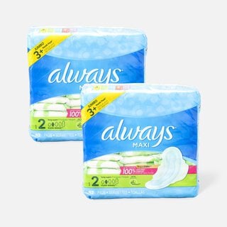 Always Maxi Pads Size 2 Long Super Absorbency Unscented with Wings, 42 ct. (2-Pack), , large