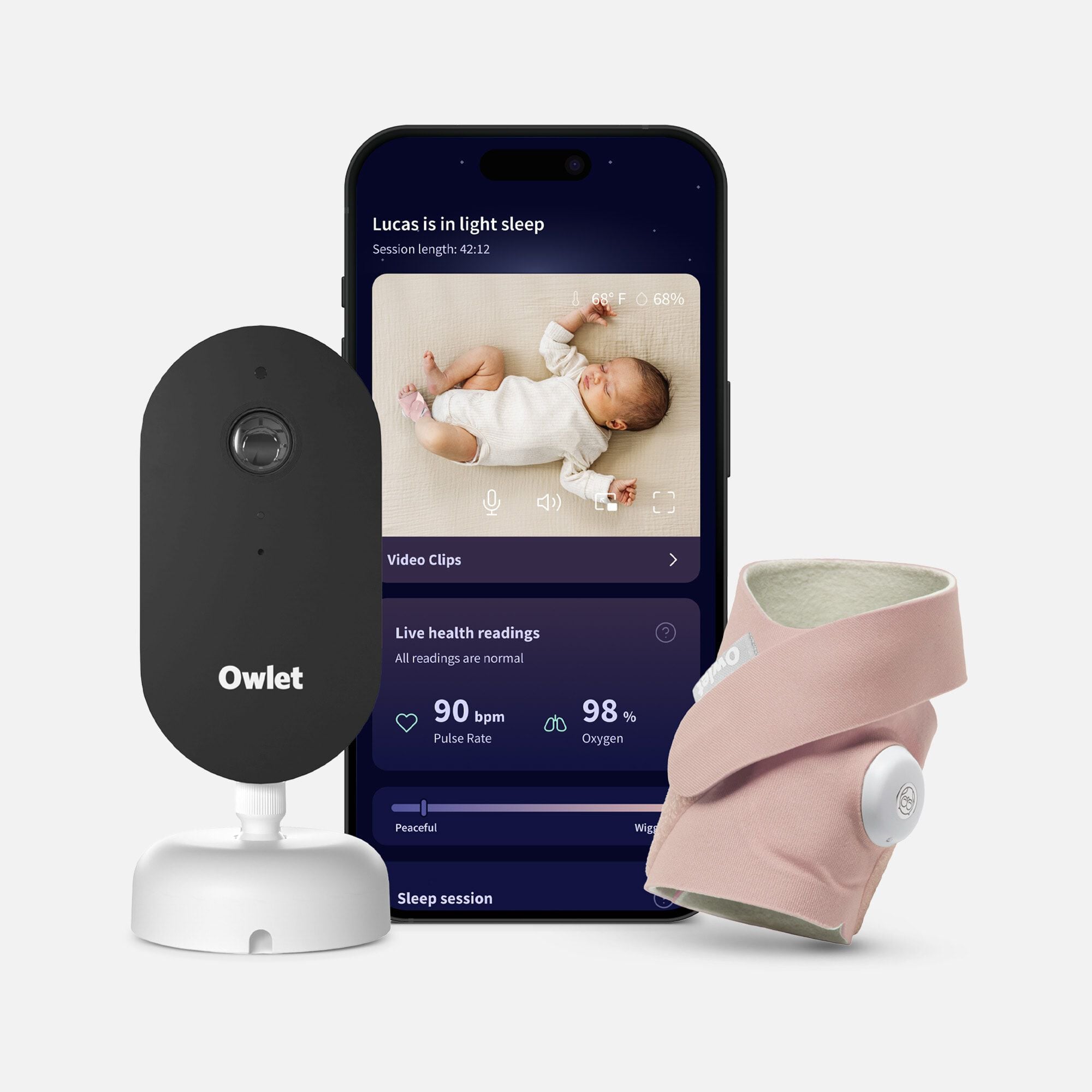 Owlet Dream Duo Complete Baby Monitoring System, Dusty Rose