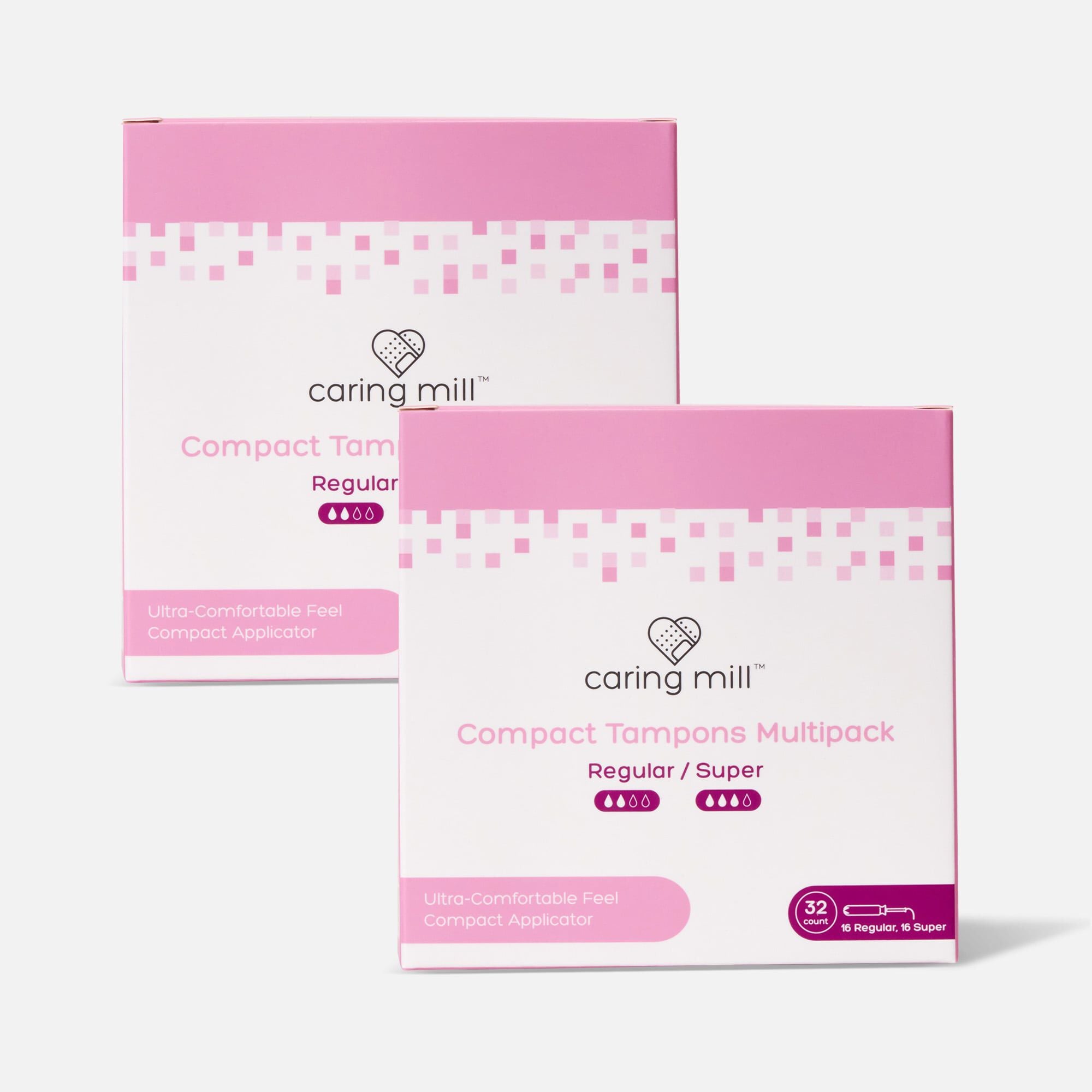 Caring Mill™ Super+Regular Compact Tampons, 32 ct. (2-Pack)