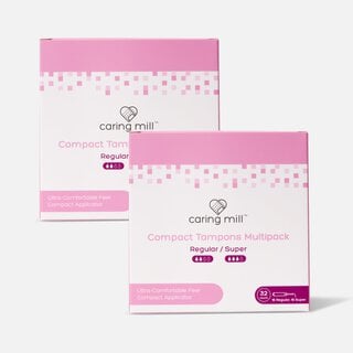 Caring Mill™ Super+Regular Compact Tampons, 32 ct. (2-Pack)
