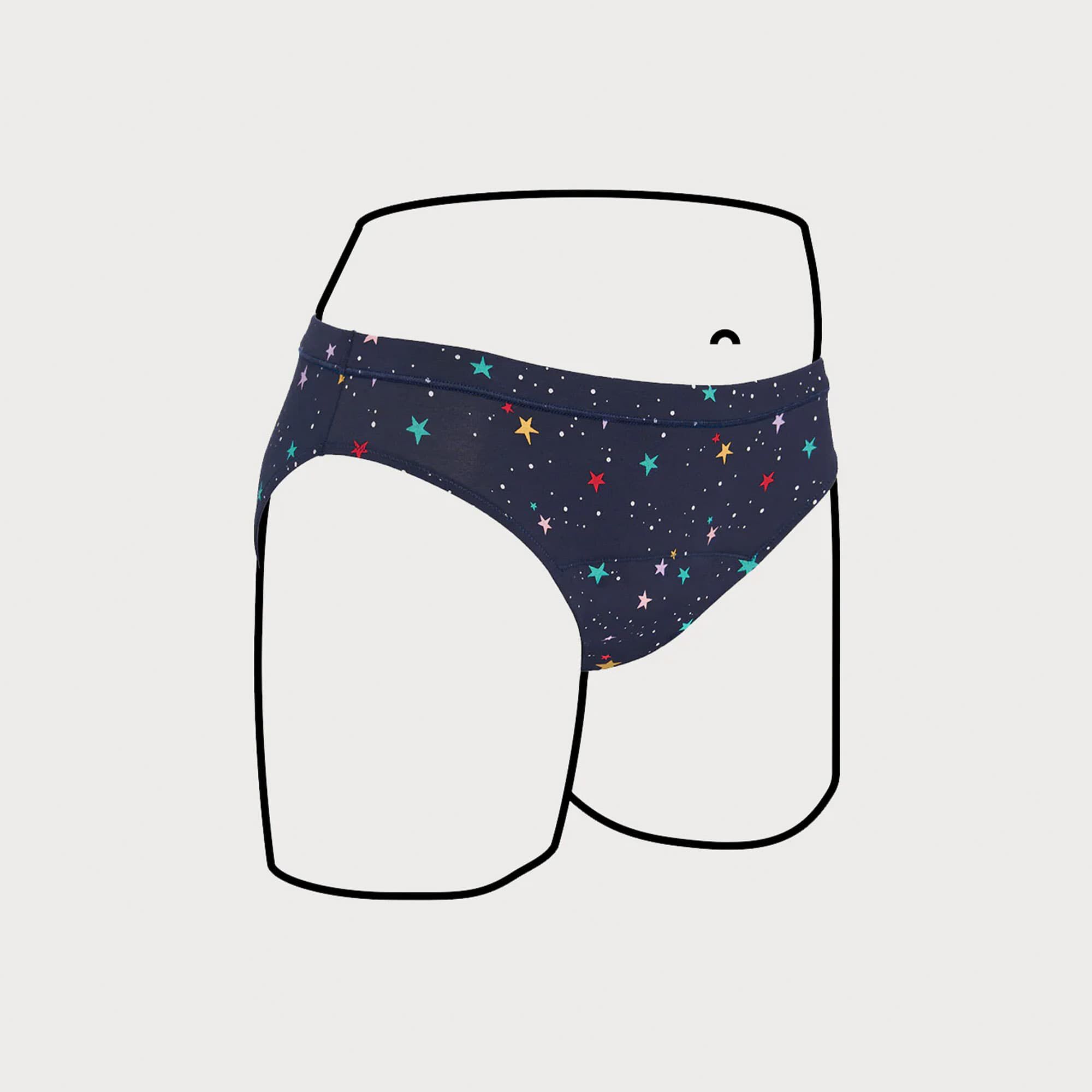 Thinx Teens All Day Bikini, Lucky Stars, Size 15/16, , large