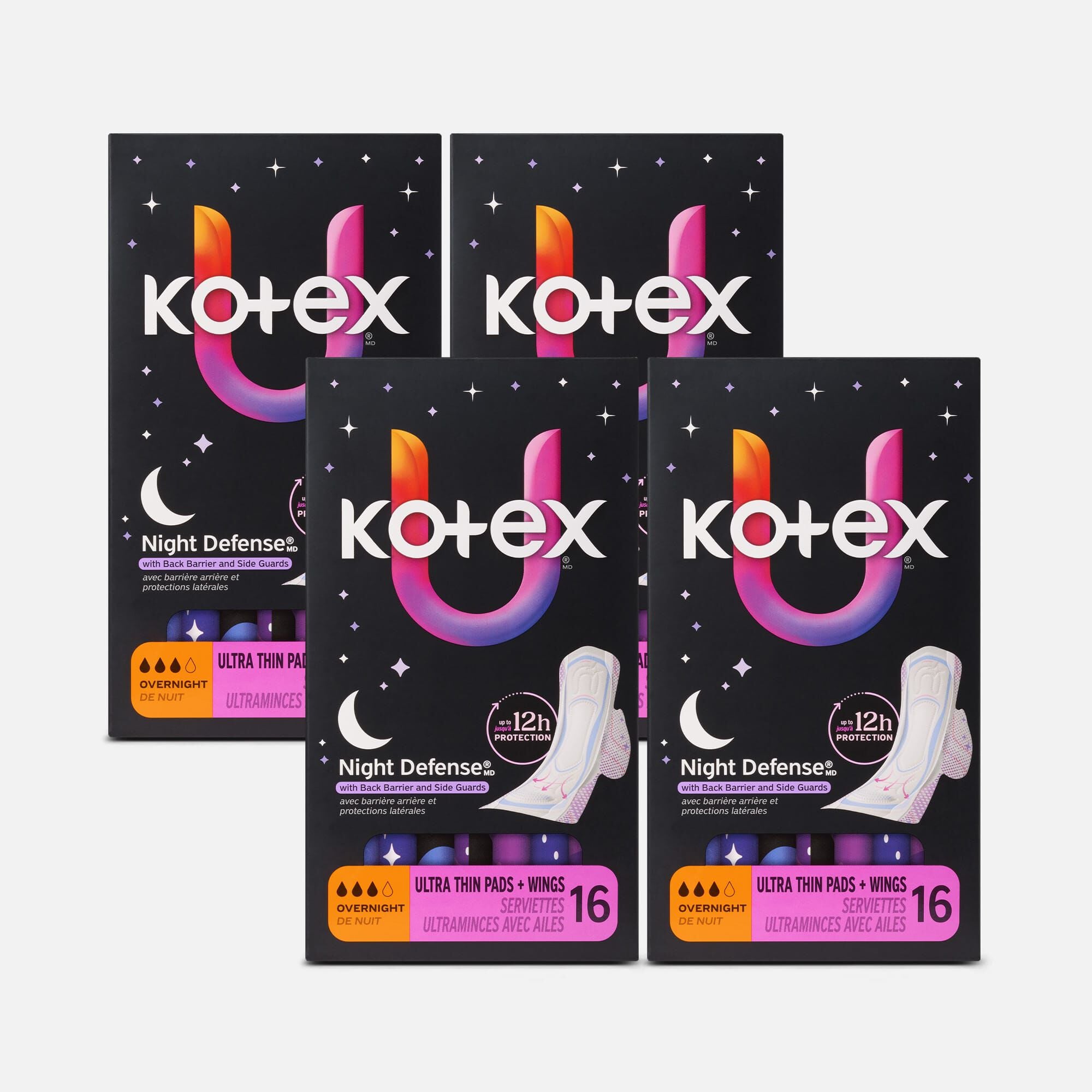 Kotex® Ultra Thin Overnight Pads with Wings, Heavy Absorbency, 16 ct. (4 pack)
