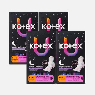 Kotex® Ultra Thin Overnight Pads with Wings, Heavy Absorbency, 16 ct. (4 pack), , large