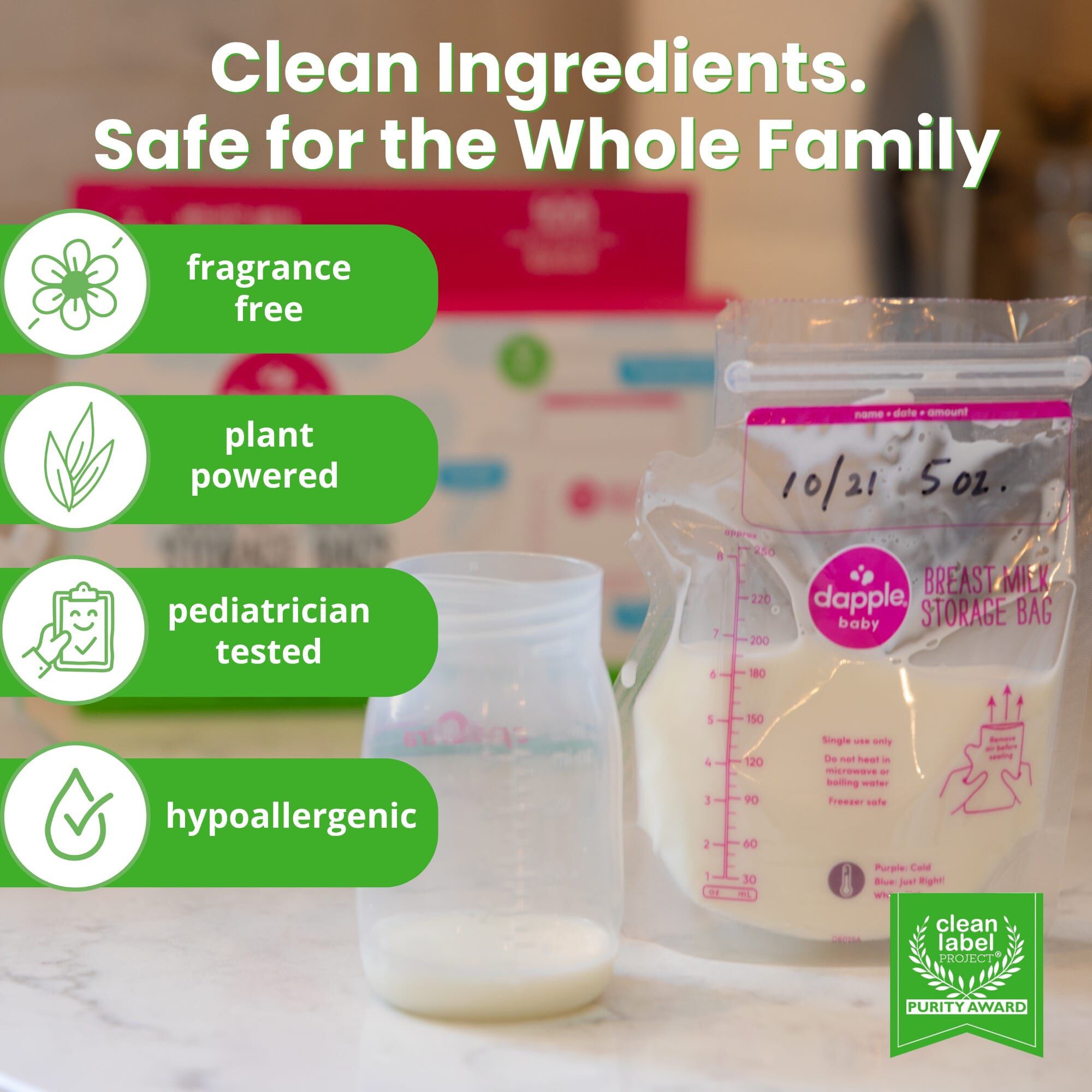 Dapple® Baby Breast Milk Storage Bags with Easy Pour Spout, 8 fl. oz., 100 ct., , large