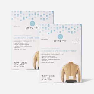 Caring Mill&trade; Maximum Strength Lidocaine Pain Relief Patches, 15 ct. (2-Pack)