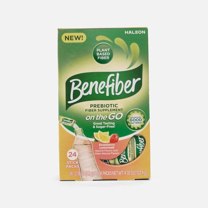 Benefiber On The Go Prebiotic Daily Fiber Supplement Powder Sticks, Strawberry Lemonade, 24 ct., , large