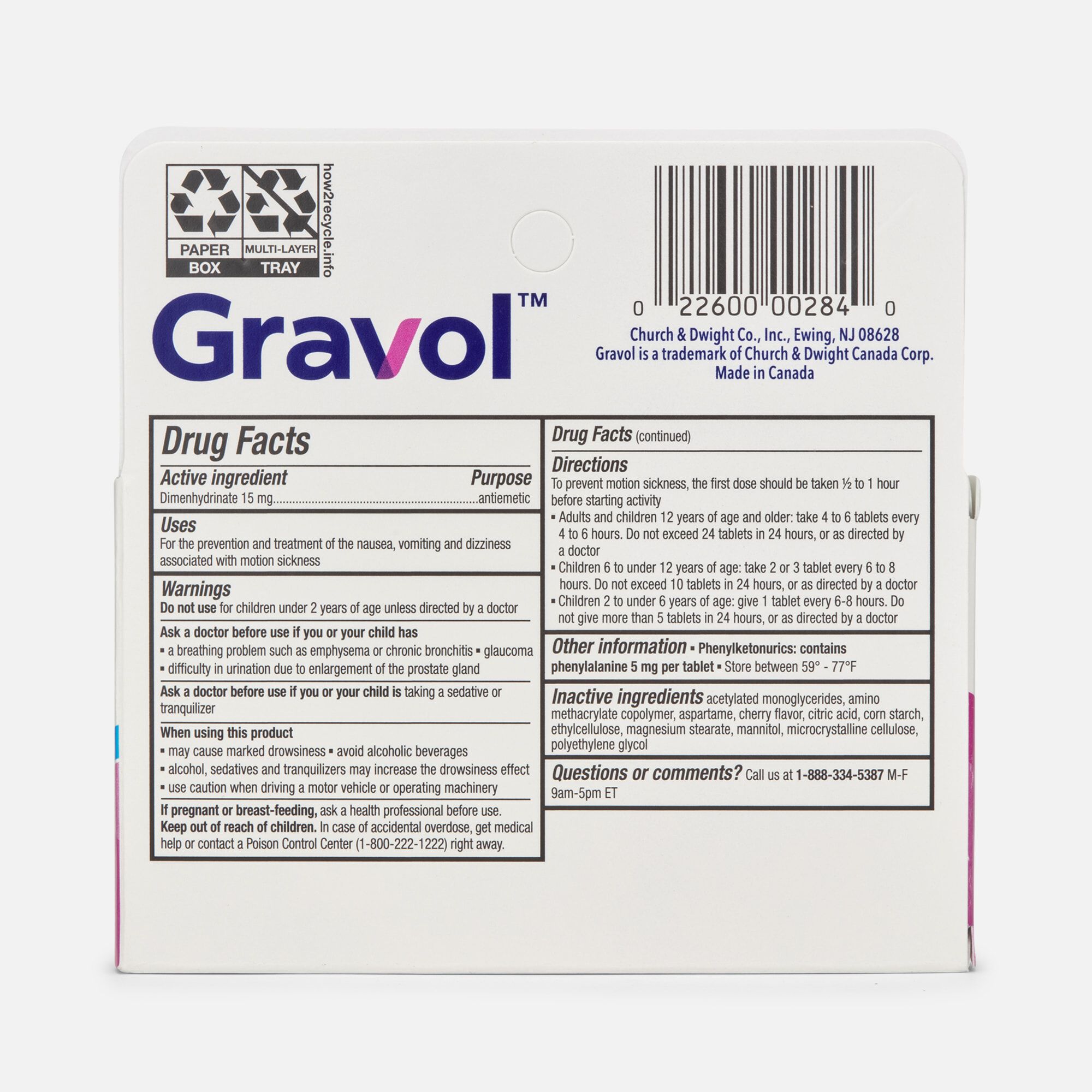 Gravol Kids Motion Sickness Chewables,  Cherry, 18 ct., , large