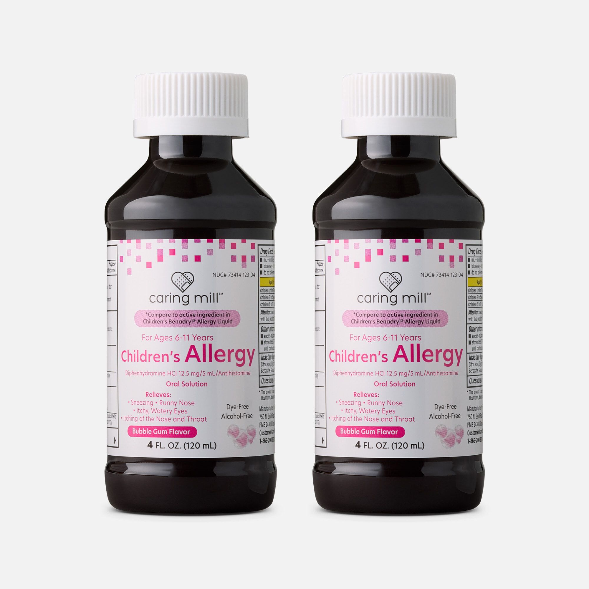 Caring Mill™ Children's Allergy Dye-Free Bubblegum Liquid 4 oz. (2-Pack)