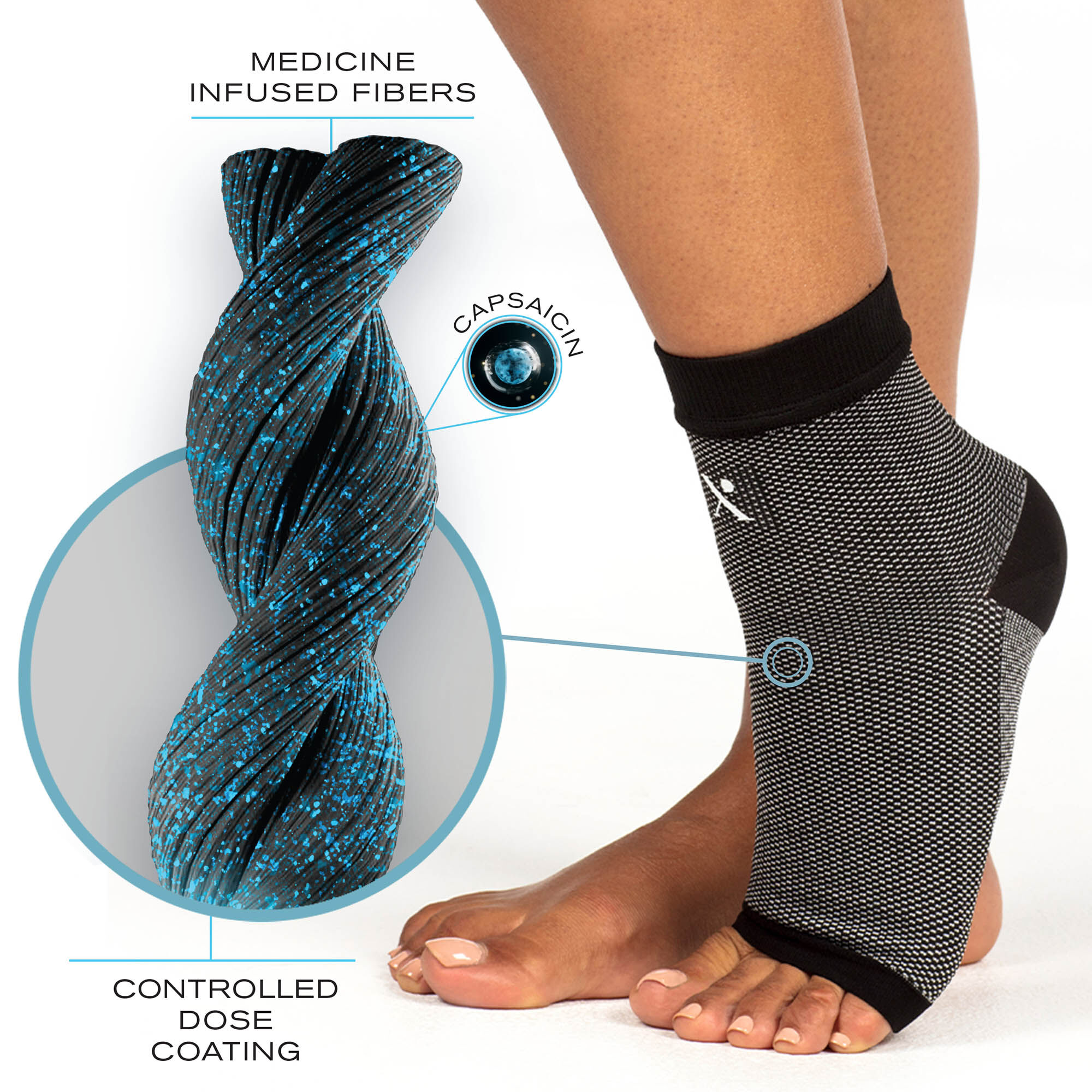 Nufabrx Medicine Infused Ankle Sleeve, , large