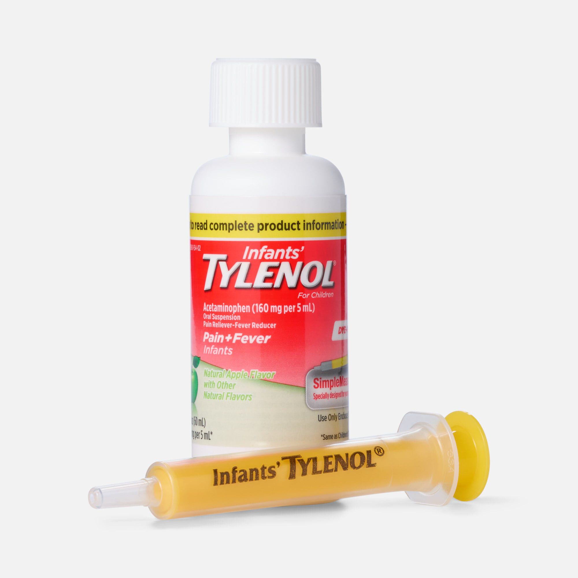 Infant's Tylenol Pain + Fever Dye-Free Acetaminophen Liquid w/ Simple Measure, Natural Apple, 2 fl oz., , large