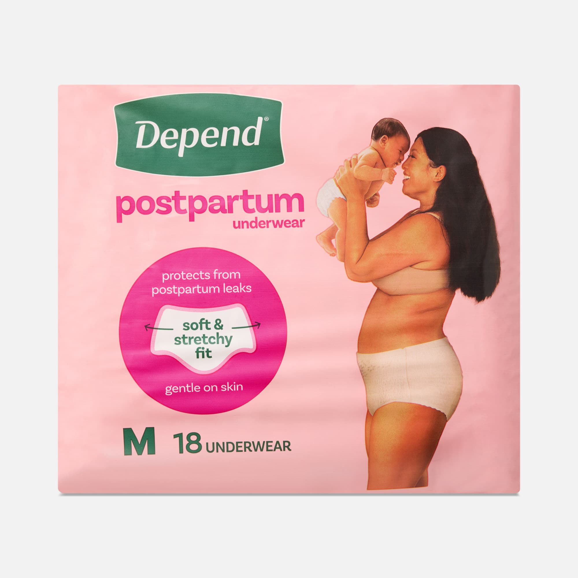 Depend® Postpartum Underwear for Women, Maximum Absorbency, Medium, 18 ct., , large