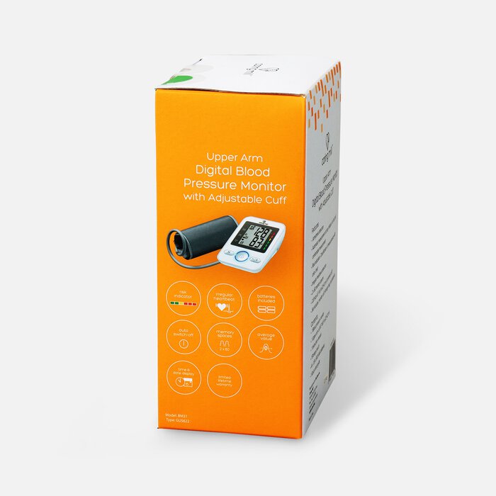 Caring Mill™ Upper Arm Digital Blood Pressure Monitor with Adjustable Cuff, , large