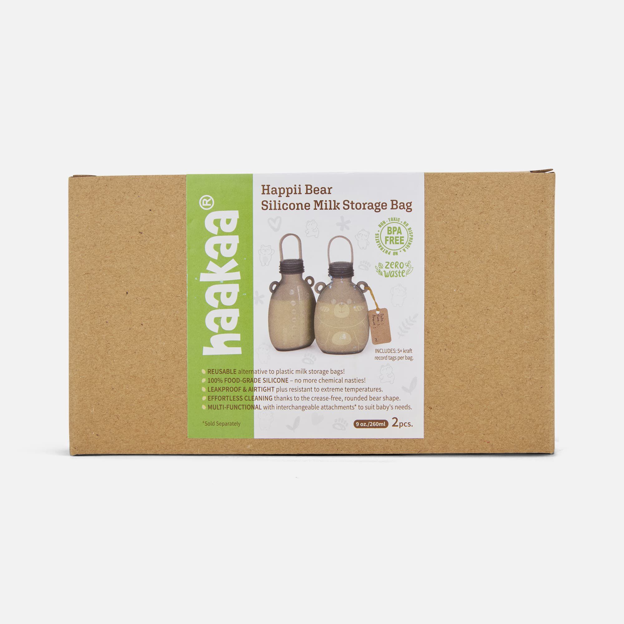 Haakaa Happii Bear Silicone Milk Storage Bag, 9 fl oz., 2 ct., , large