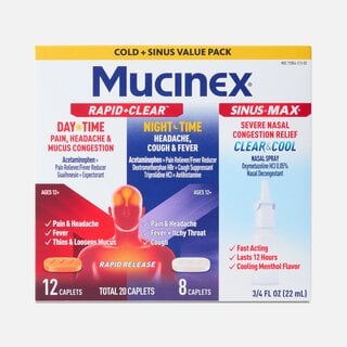 Mucinex® Rapid+Clear™ Day & Night Cold and Flu Medicine + Sinus-Max® Clear & Cool Nasal Spray, Combo Pack