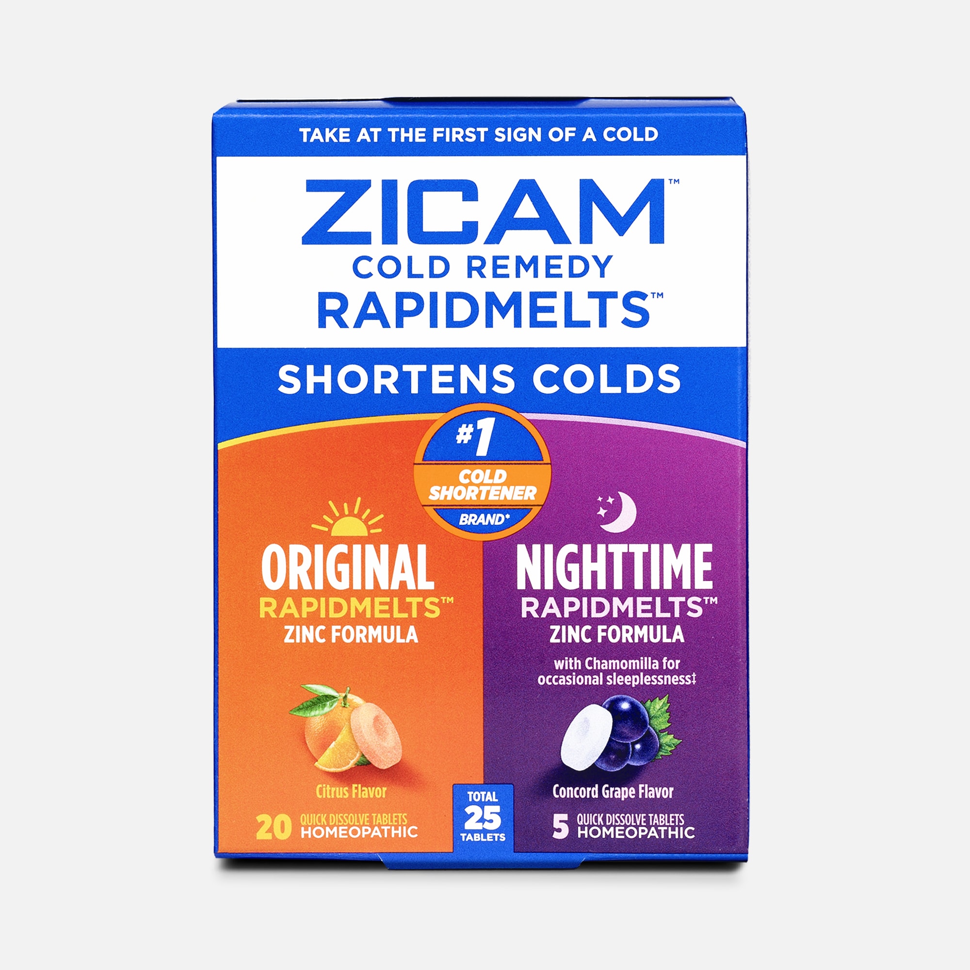 Zicam Cold Remedy Rapidmelts Original and Nighttime Combo Tablets,  25 ct., , large