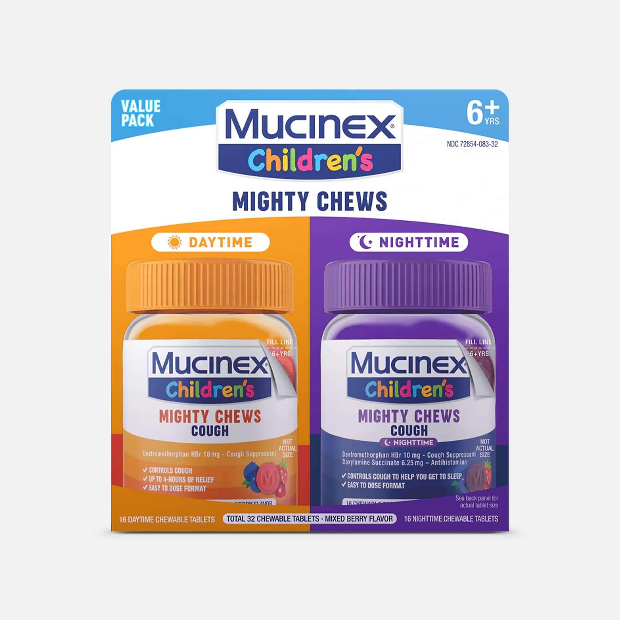 Mucinex Children's Cough Mighty Chews, Day & Night Combo Pack 2X16 ct., , large