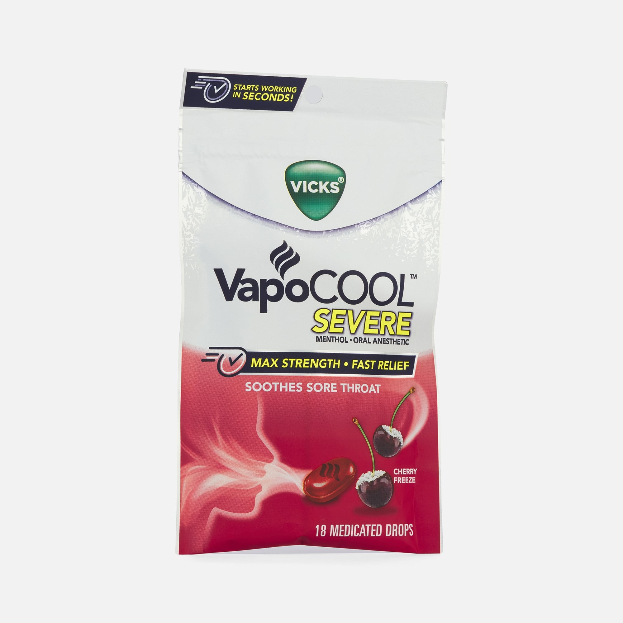Vcold Drops Vicks VapoCool Drops Severe Cherry, 18 ct. by Vicks | FSA Store